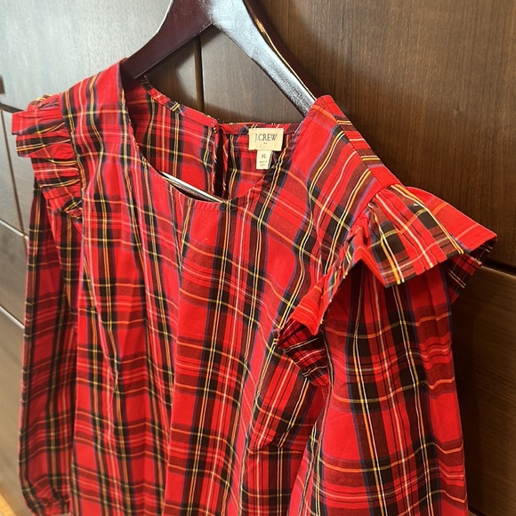J CREW Plaid Ruffle Blouse - Picture 3 of 8